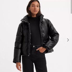 Levi's Women's Black faux leather Puffer Jacket